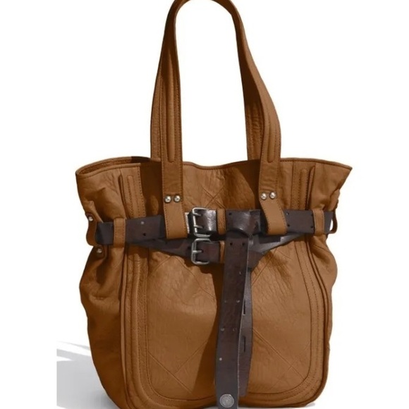 REVEL delancey belted two tone leather tote handbag purse shoulder bag $348 - Picture 1 of 10